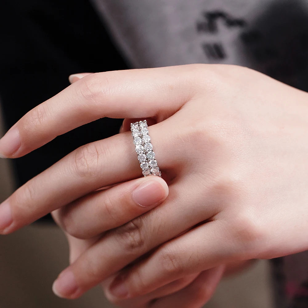 Statement Band Ring — Moissanite, 925 Silver, detail view