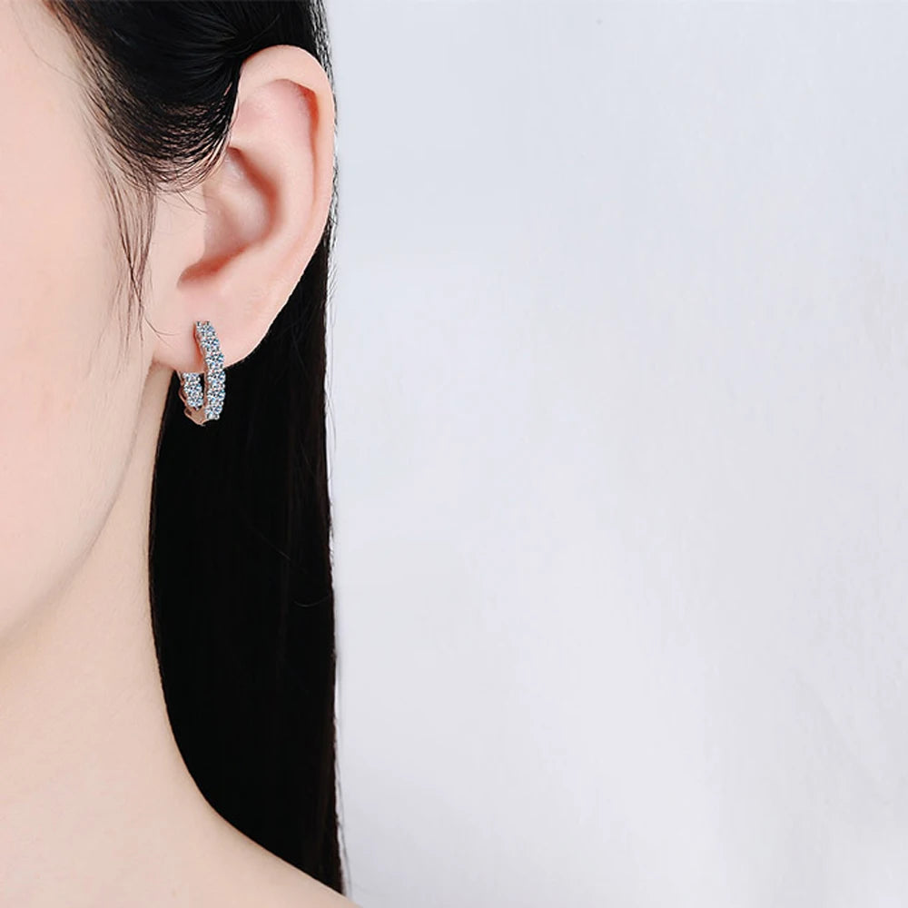 Hoop Earrings — Moissanite, 925 Silver, detail view