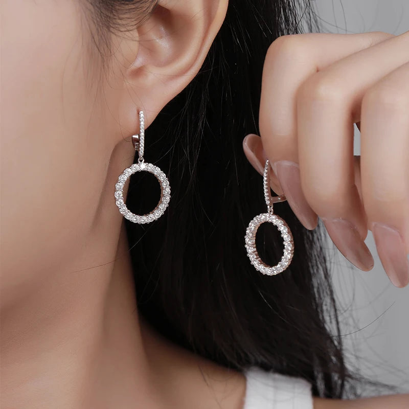 Pendant Drop Earrings — Moissanite, 925 Silver, detail view