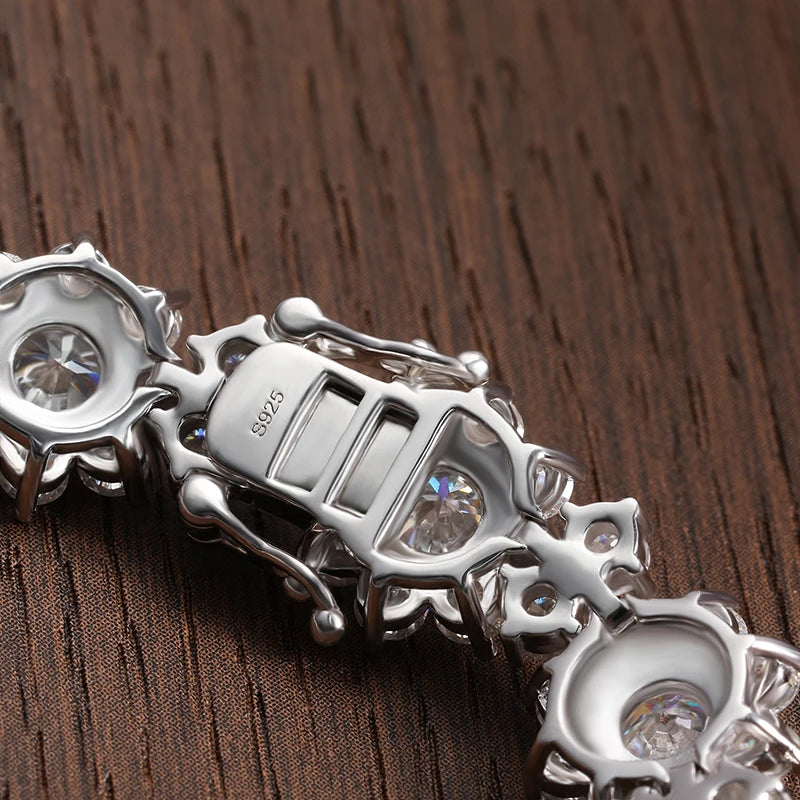 Sunflower Tennis Bracelet — Moissanite, 925 Silver, detail view