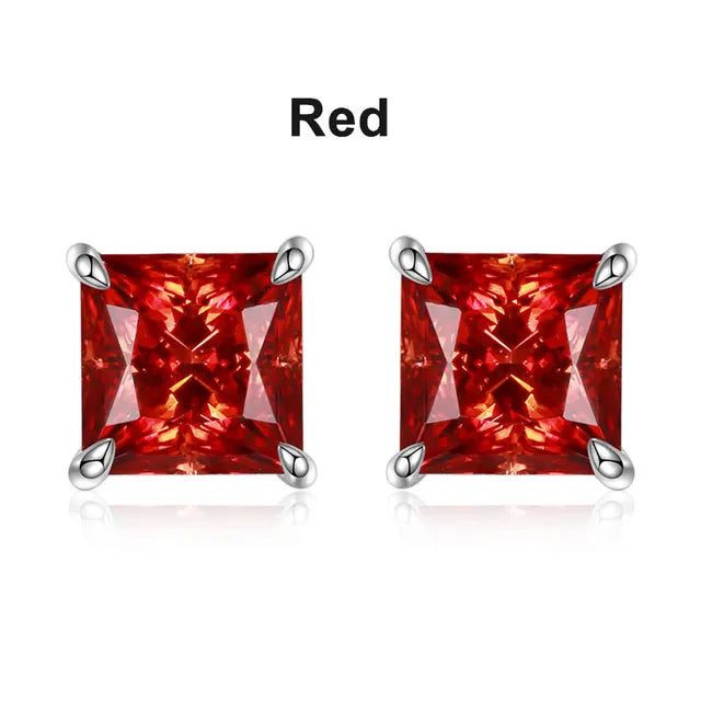 Princess-Cut Earrings — Moissanite, 925 Silver, detail view
