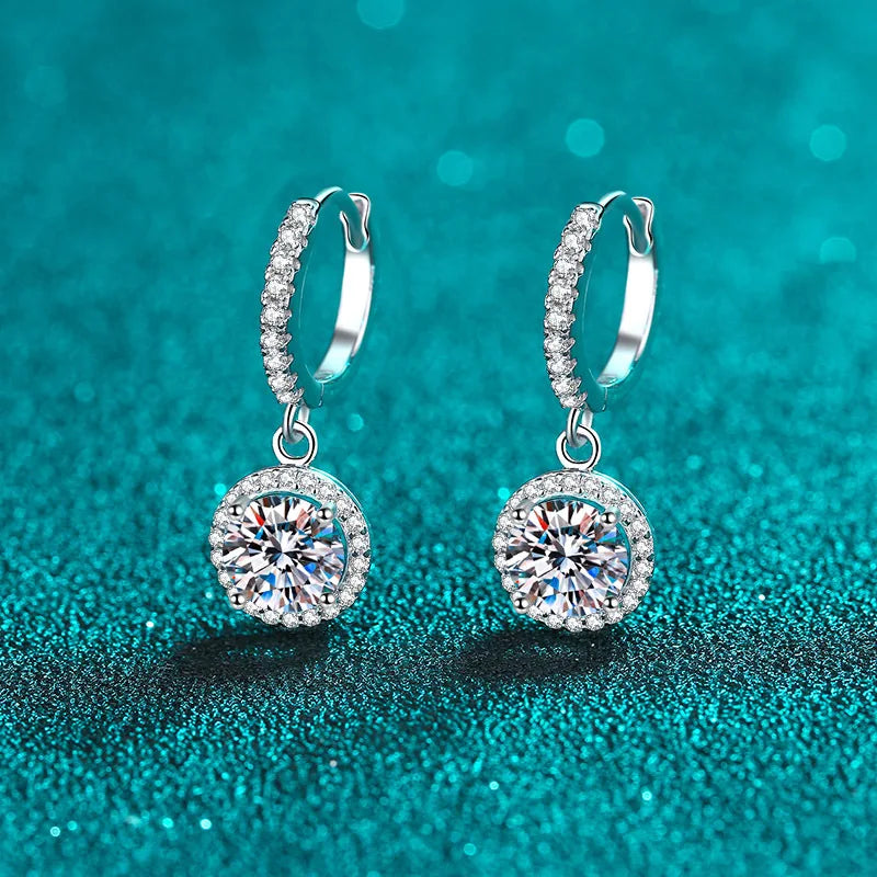 Loop Earrings — 1ct Moissanite, 925 Silver, detail view
