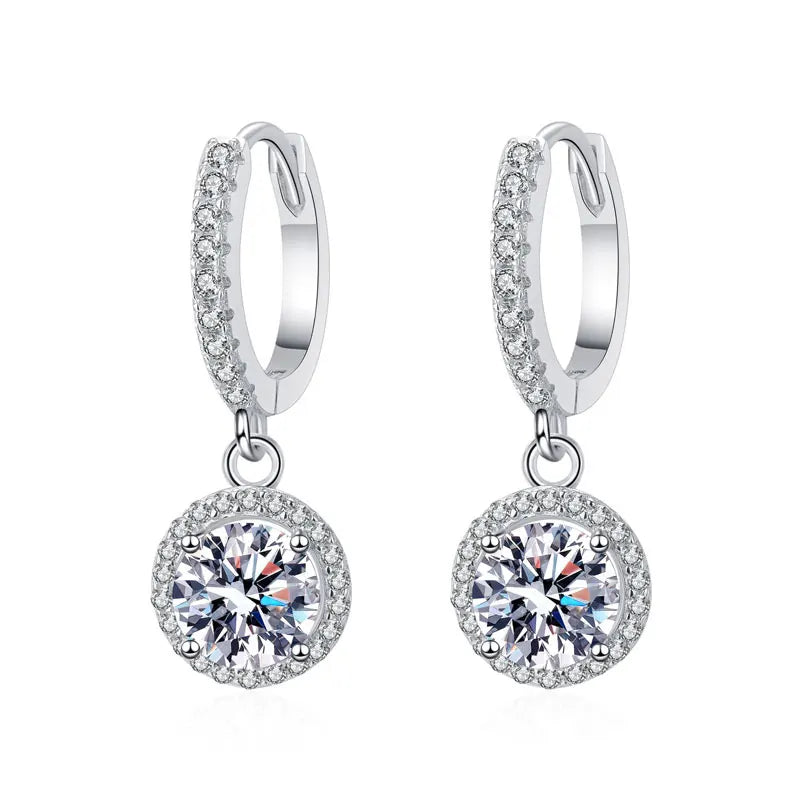 Loop Earrings — 1ct Moissanite, 925 Silver, detail view