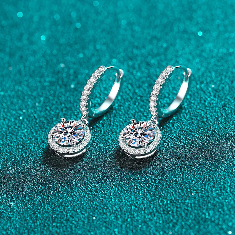 Loop Earrings — 1ct Moissanite, 925 Silver, detail view