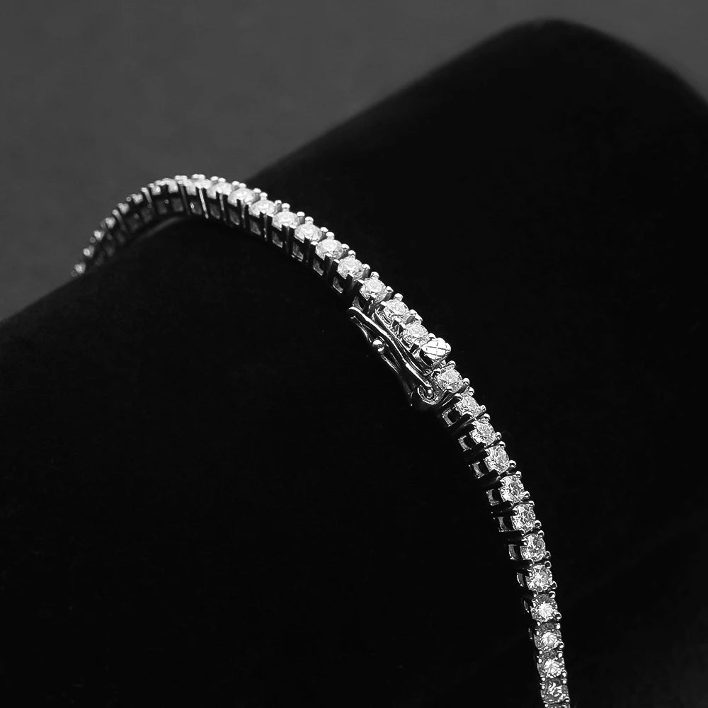 Slim Tennis Necklace — 2.5mm Moissanite, 925 Silver, detail view