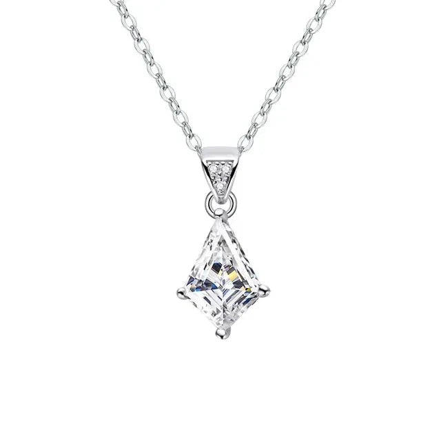 2ct Pendant Necklace — Moissanite, 925 Silver, detail view