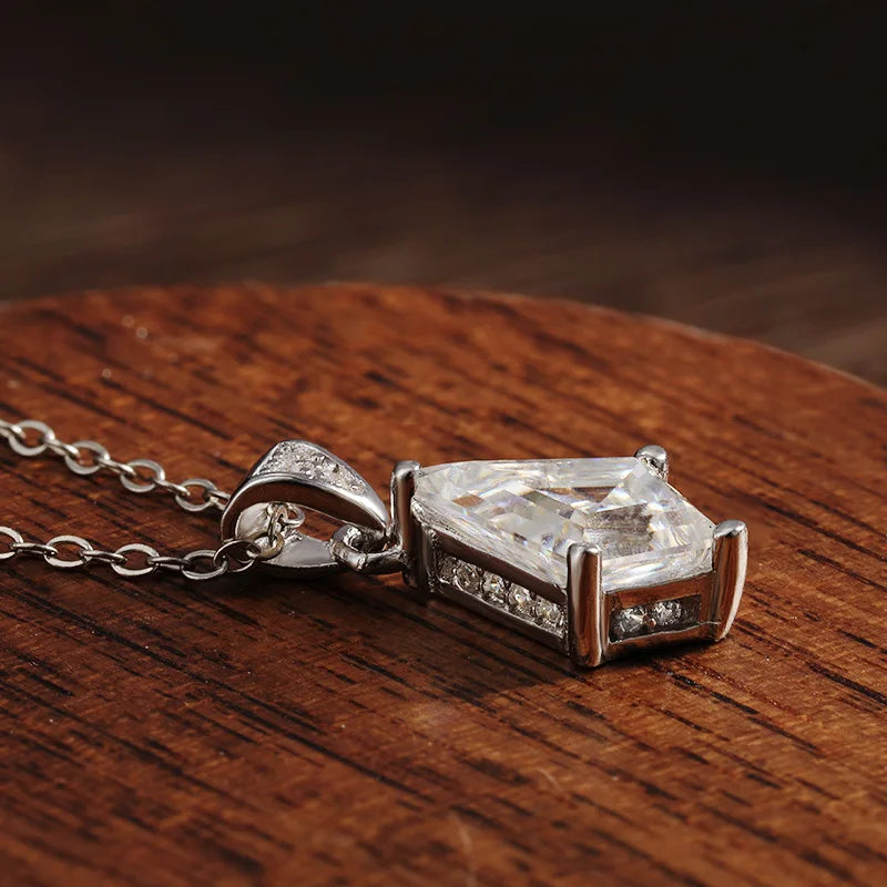 2ct Pendant Necklace — Moissanite, 925 Silver, detail view