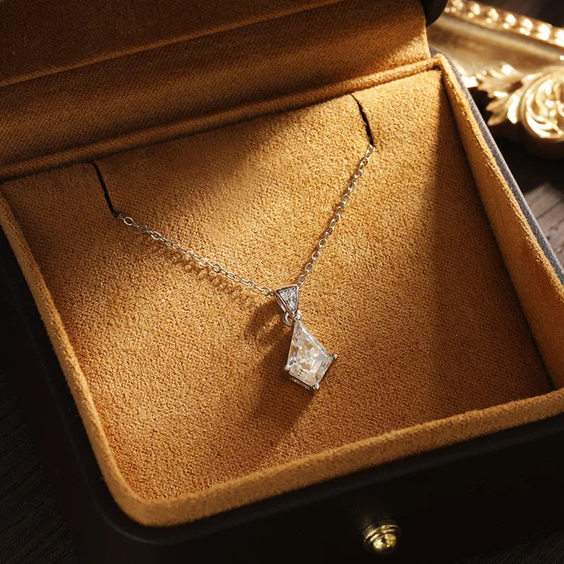 2ct Pendant Necklace — Moissanite, 925 Silver, detail view