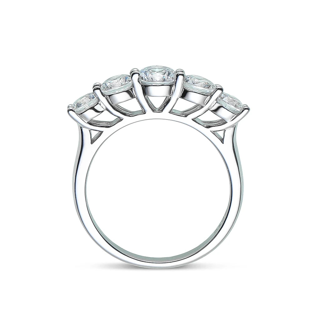 Five-Stone Ring — Moissanite, 925 Silver, detail view