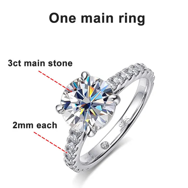 3ct Statement Ring — Moissanite, 925 Silver, detail view