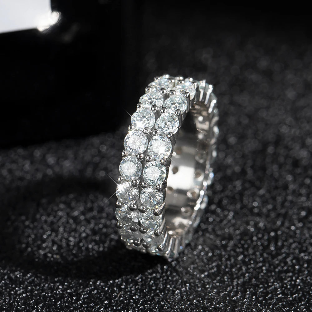 Statement Band Ring — Moissanite, 925 Silver, detail view
