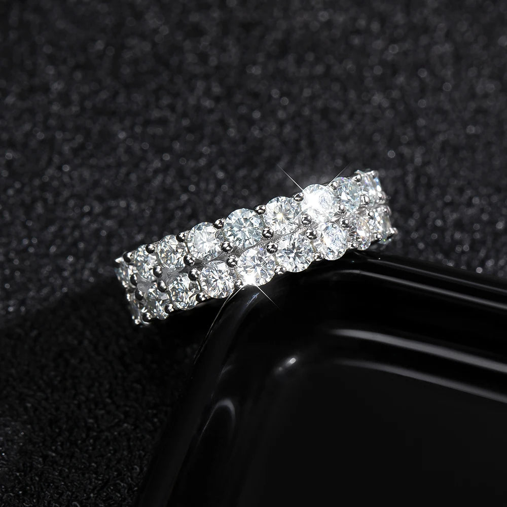 Statement Band Ring — Moissanite, 925 Silver, detail view