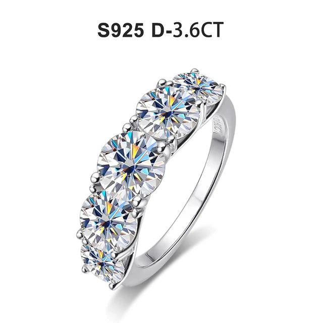 Sparkling Ring — Moissanite, 925 Silver, Rhodium Plated, detail view