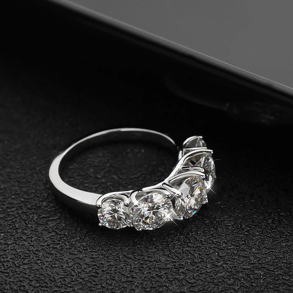 Sparkling Ring — Moissanite, 925 Silver, Rhodium Plated, detail view