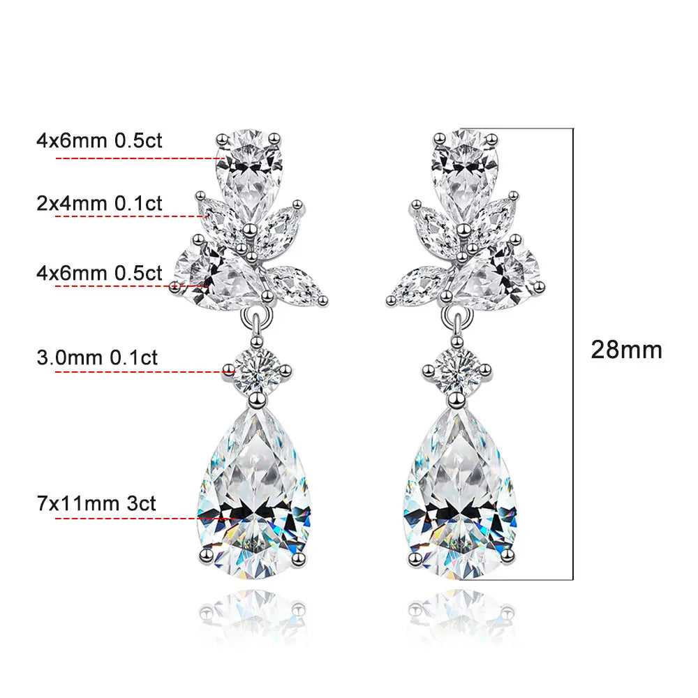 Luxury Moissanite Earrings — 925 Silver, detail view