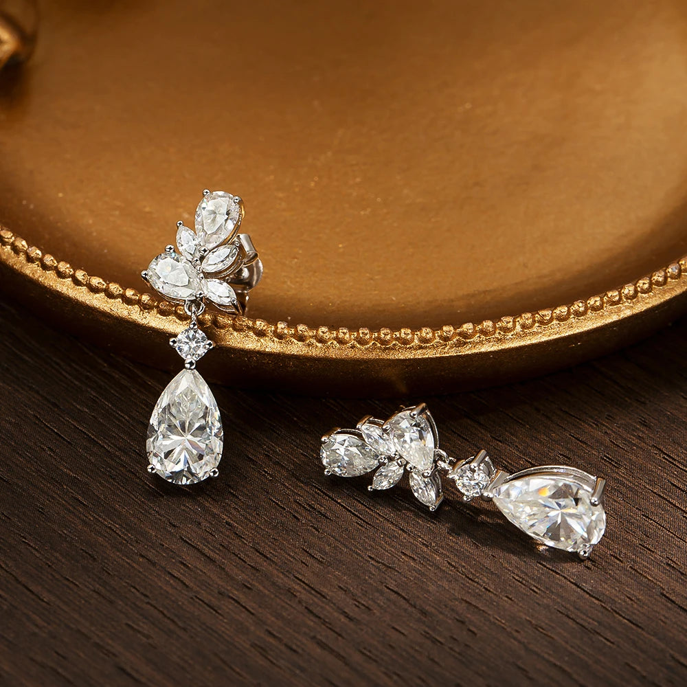 Luxury Moissanite Earrings — 925 Silver, detail view
