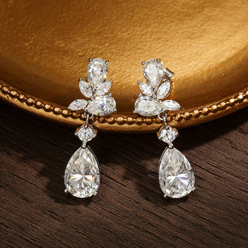 Luxury Moissanite Earrings — 925 Silver, detail view