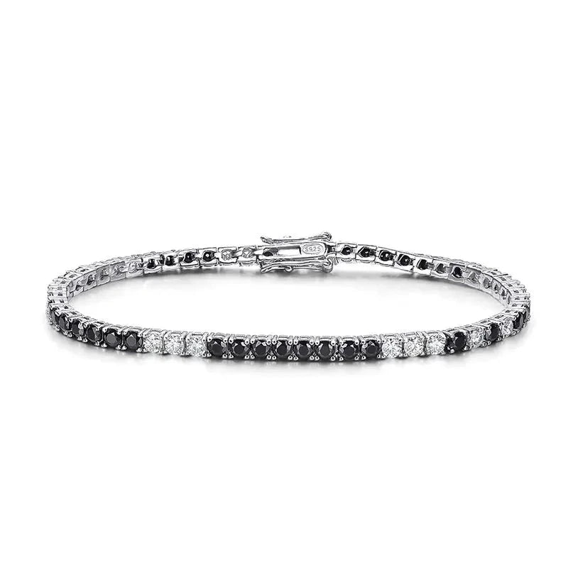 Tennis Bracelet — 3mm Moissanite, 925 Silver, detail view