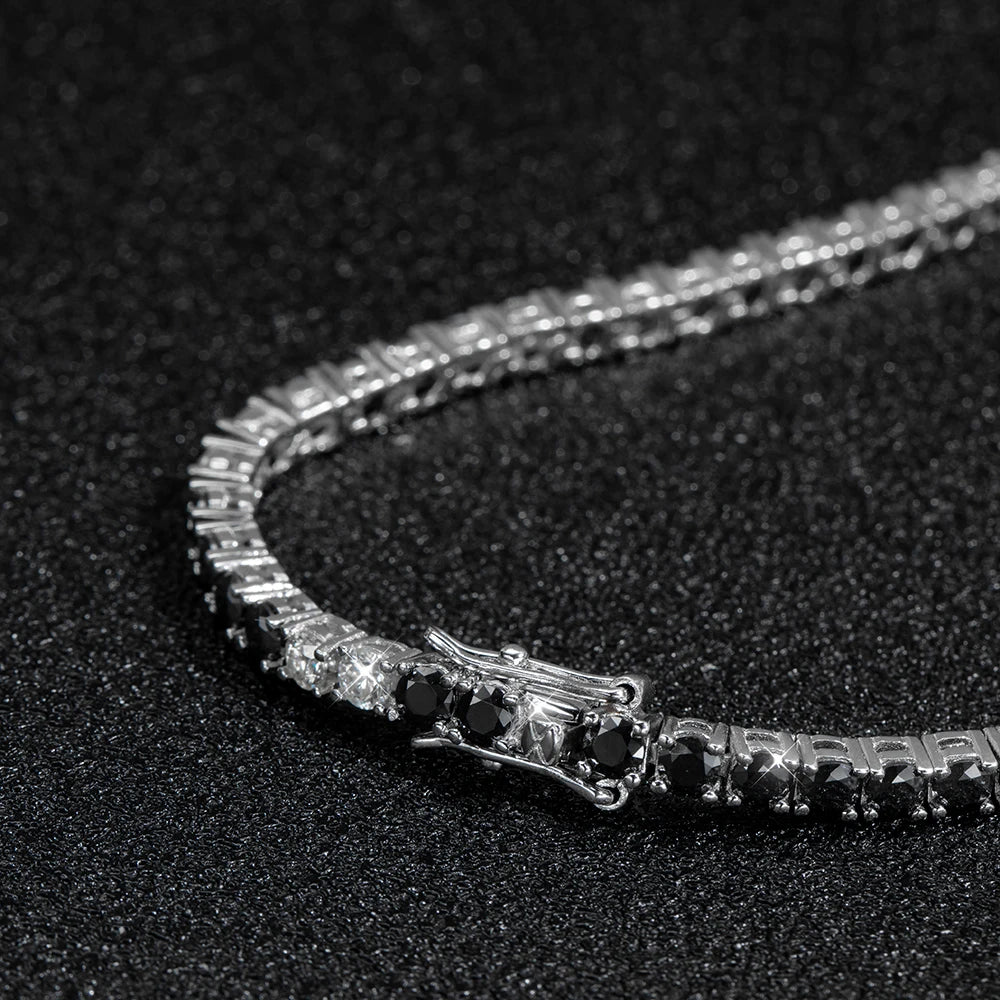 Tennis Bracelet — 3mm Moissanite, 925 Silver, detail view