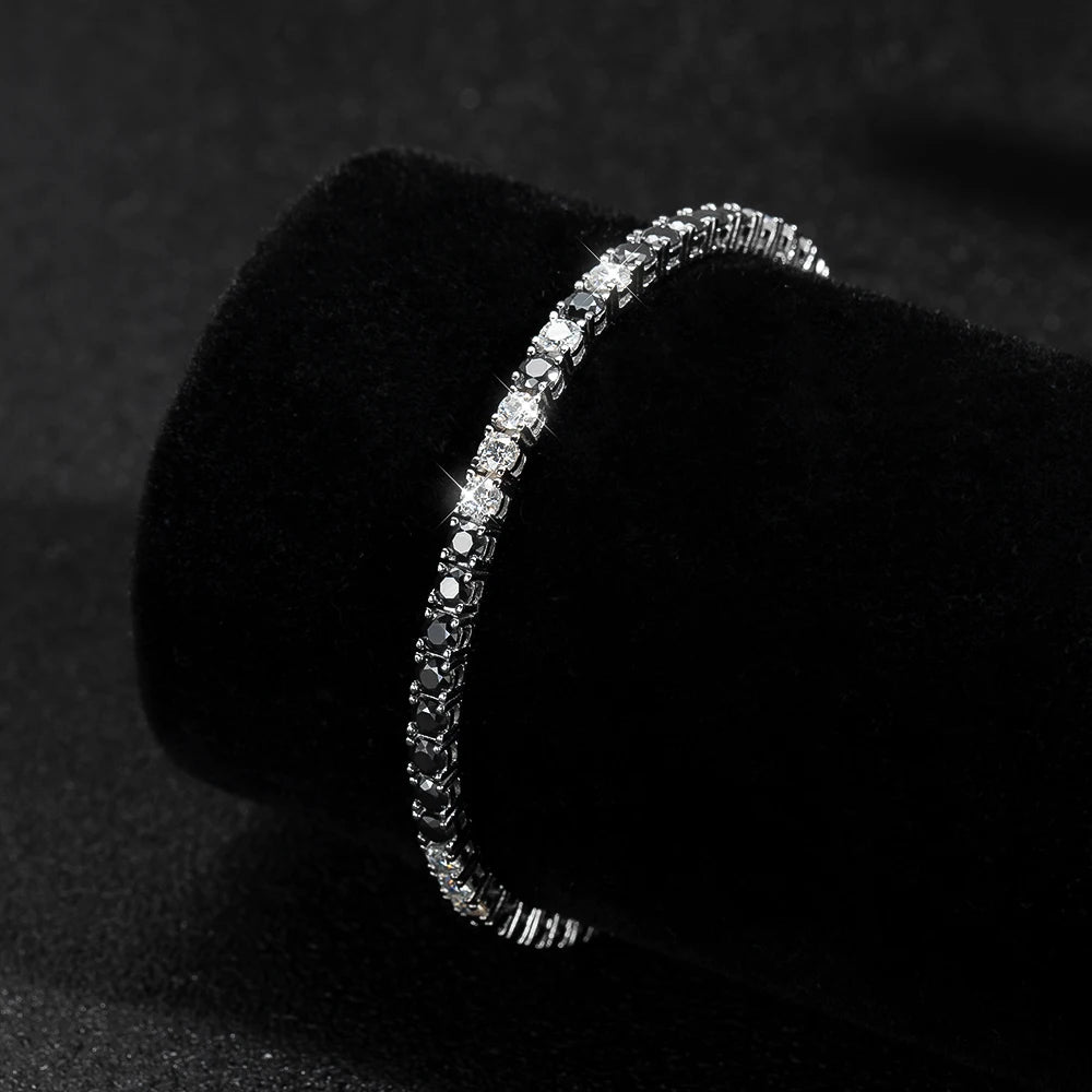 Tennis Bracelet — 3mm Moissanite, 925 Silver, detail view