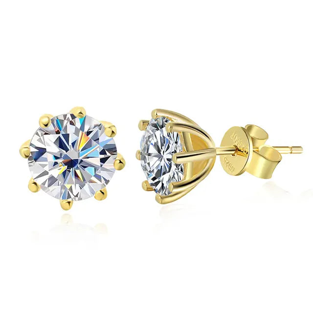 Moissanite Earrings — 925 Silver, detail view