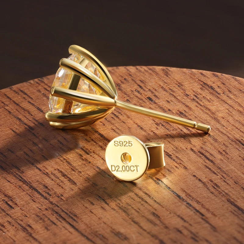 Moissanite Earrings — 925 Silver, detail view