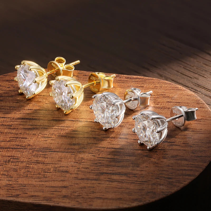 Moissanite Earrings — 925 Silver, detail view