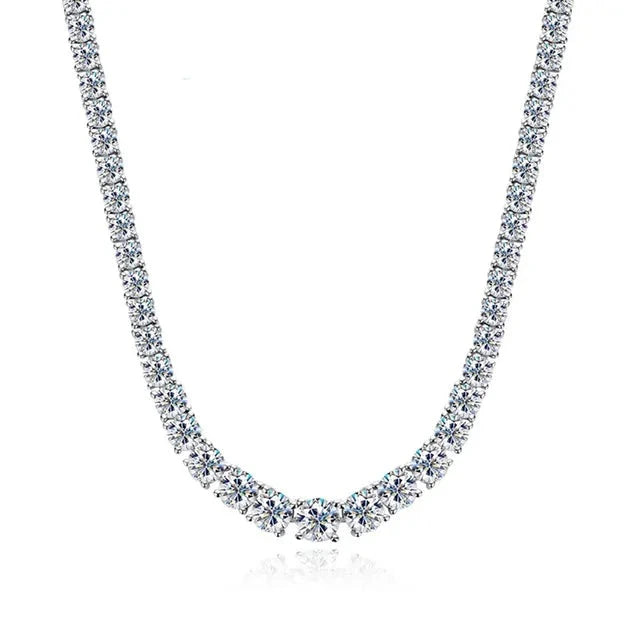 Bold Tennis Necklace — Moissanite, 925 Silver, detail view