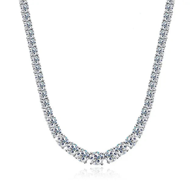 Bold Tennis Necklace — Moissanite, 925 Silver, detail view