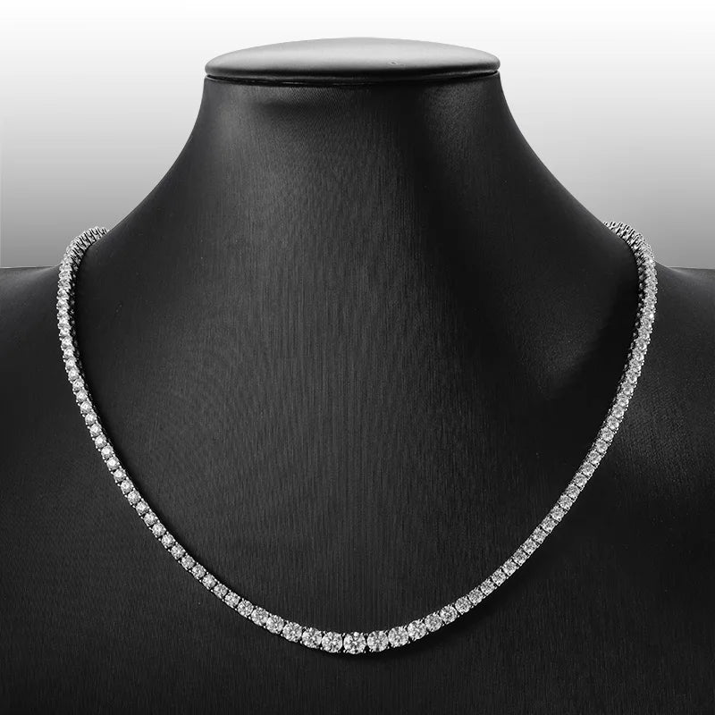 Bold Tennis Necklace — Moissanite, 925 Silver, detail view