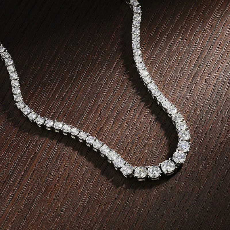 Bold Tennis Necklace — Moissanite, 925 Silver, detail view
