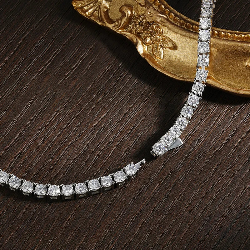 Bold Tennis Necklace — Moissanite, 925 Silver, detail view