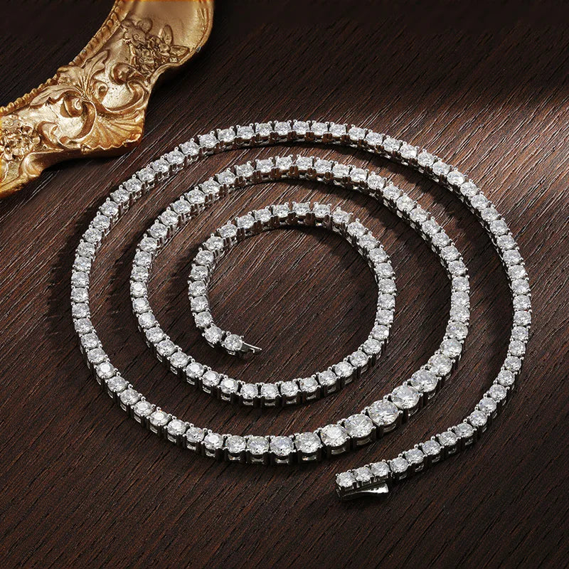 Bold Tennis Necklace — Moissanite, 925 Silver, detail view