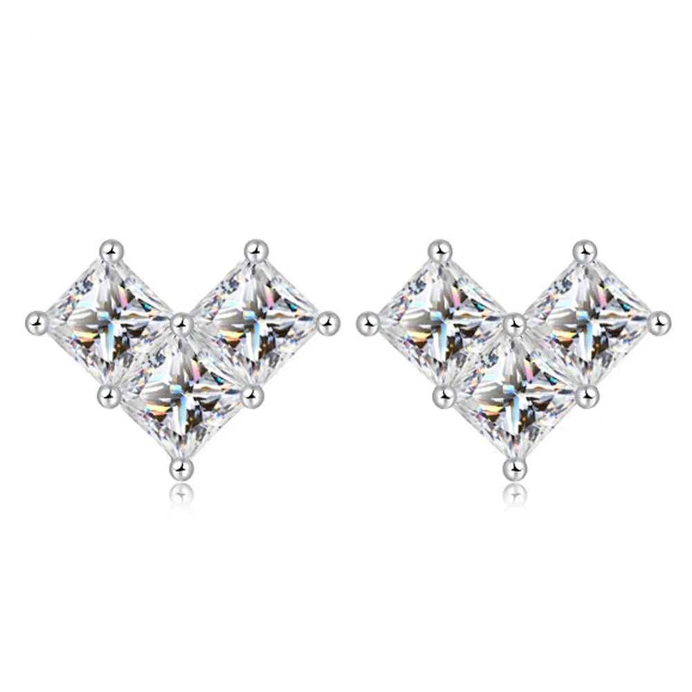Princess-Cut Earrings — Moissanite, 925 Silver, detail view