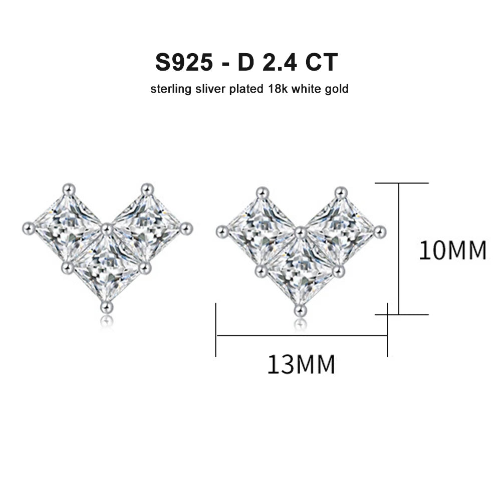 Princess-Cut Earrings — Moissanite, 925 Silver, detail view