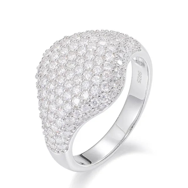 Moissanite Ring — 925 Silver, 18K Gold Plated, detail view