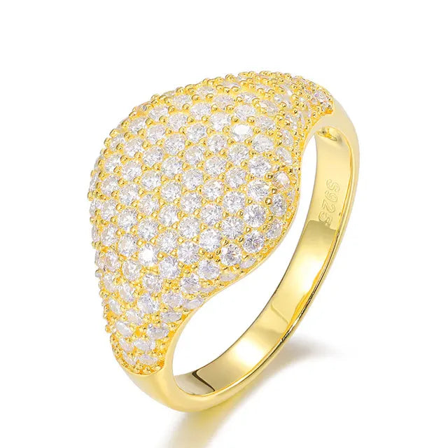 Moissanite Ring — 925 Silver, 18K Gold Plated, detail view