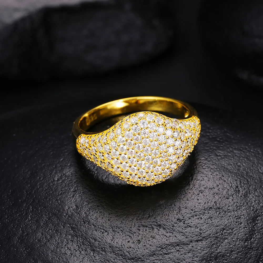 Moissanite Ring — 925 Silver, 18K Gold Plated, detail view