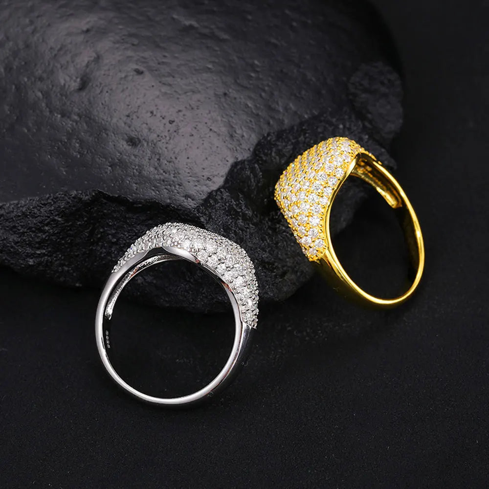 Moissanite Ring — 925 Silver, 18K Gold Plated, detail view
