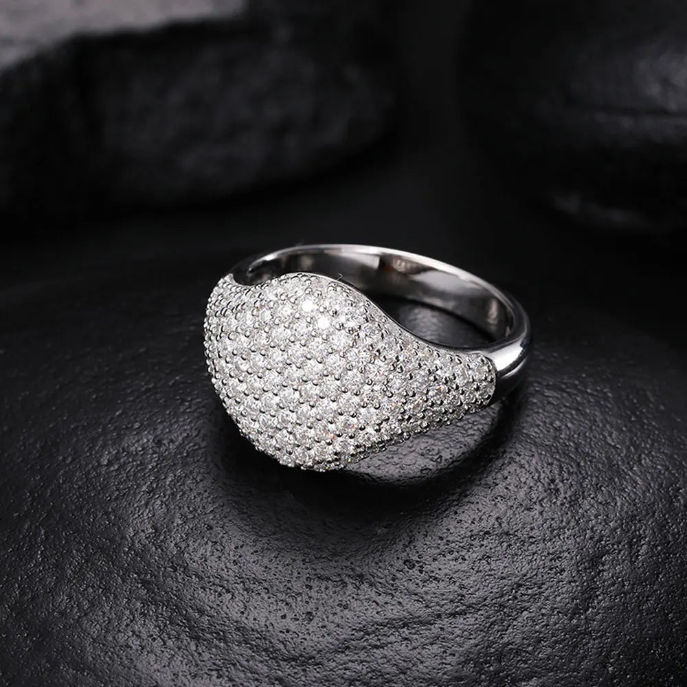 Moissanite Ring — 925 Silver, 18K Gold Plated, detail view