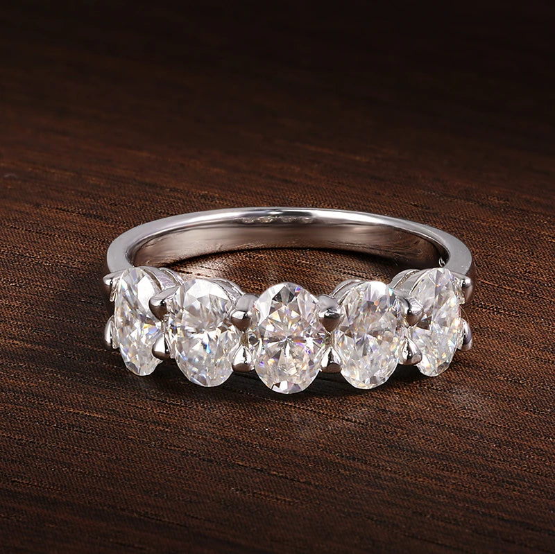 Oval Solitaire Ring — Moissanite, 925 Silver, detail view