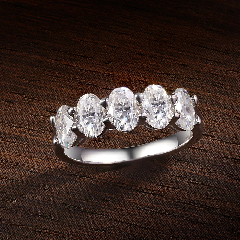 Oval Solitaire Ring — Moissanite, 925 Silver, detail view