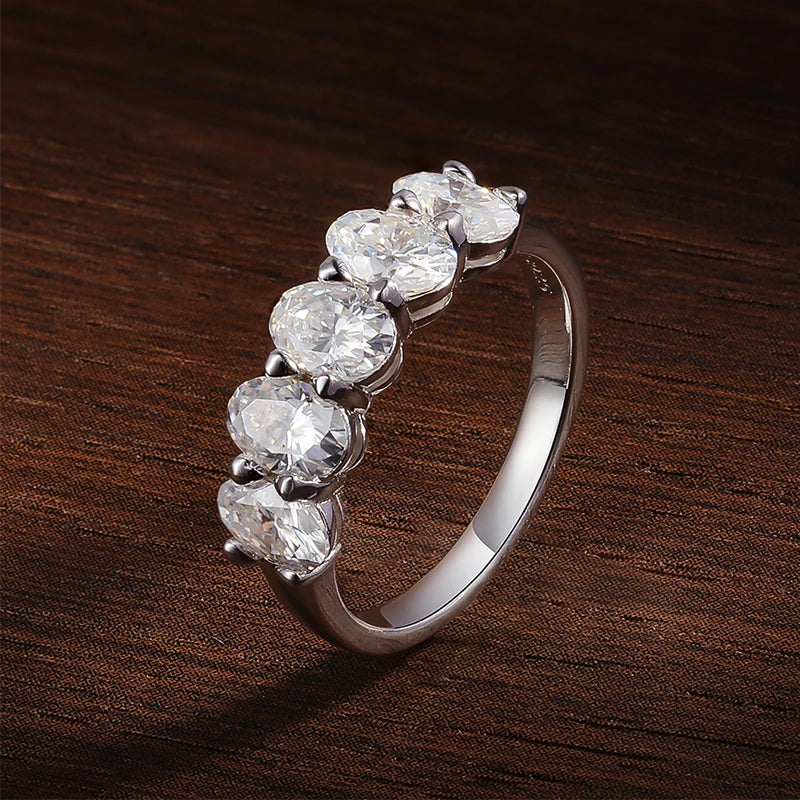 Oval Solitaire Ring — Moissanite, 925 Silver, detail view