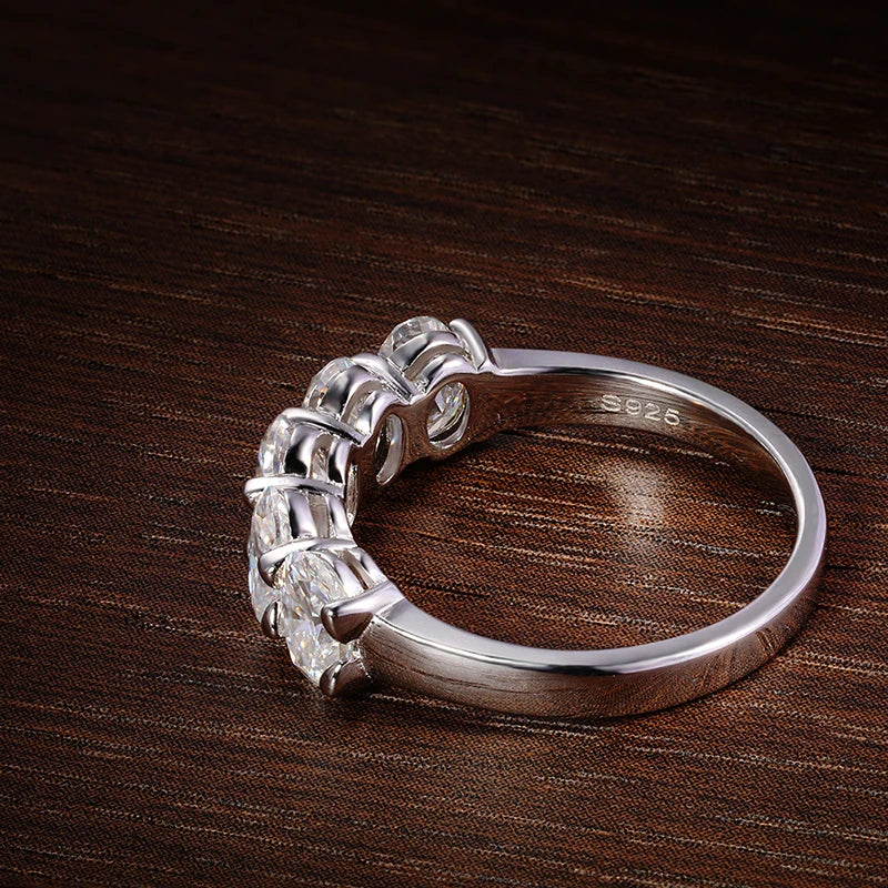 Oval Solitaire Ring — Moissanite, 925 Silver, detail view