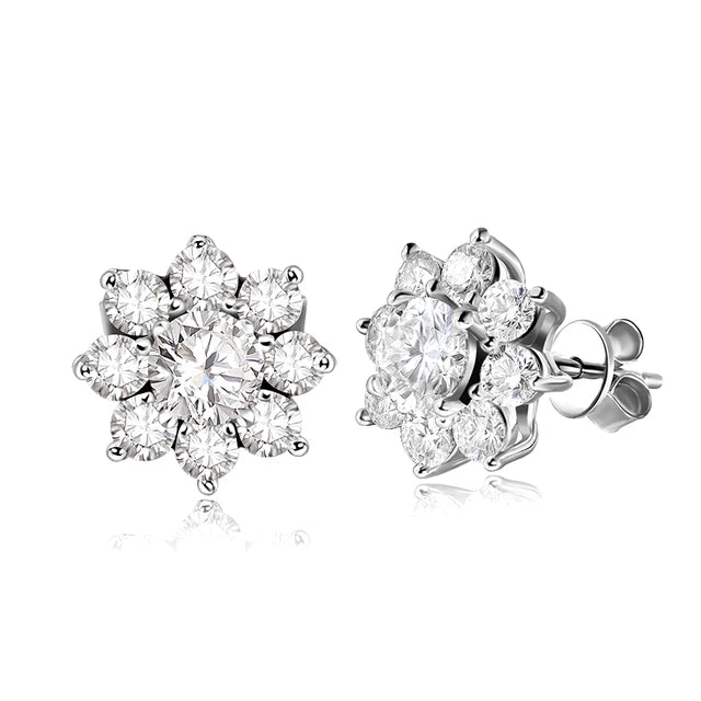 Stud Earrings — Moissanite, 925 Silver, detail view