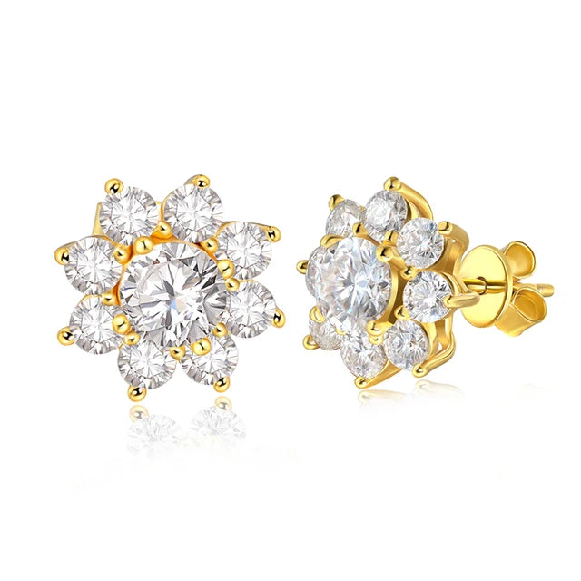 Stud Earrings — Moissanite, 925 Silver, detail view
