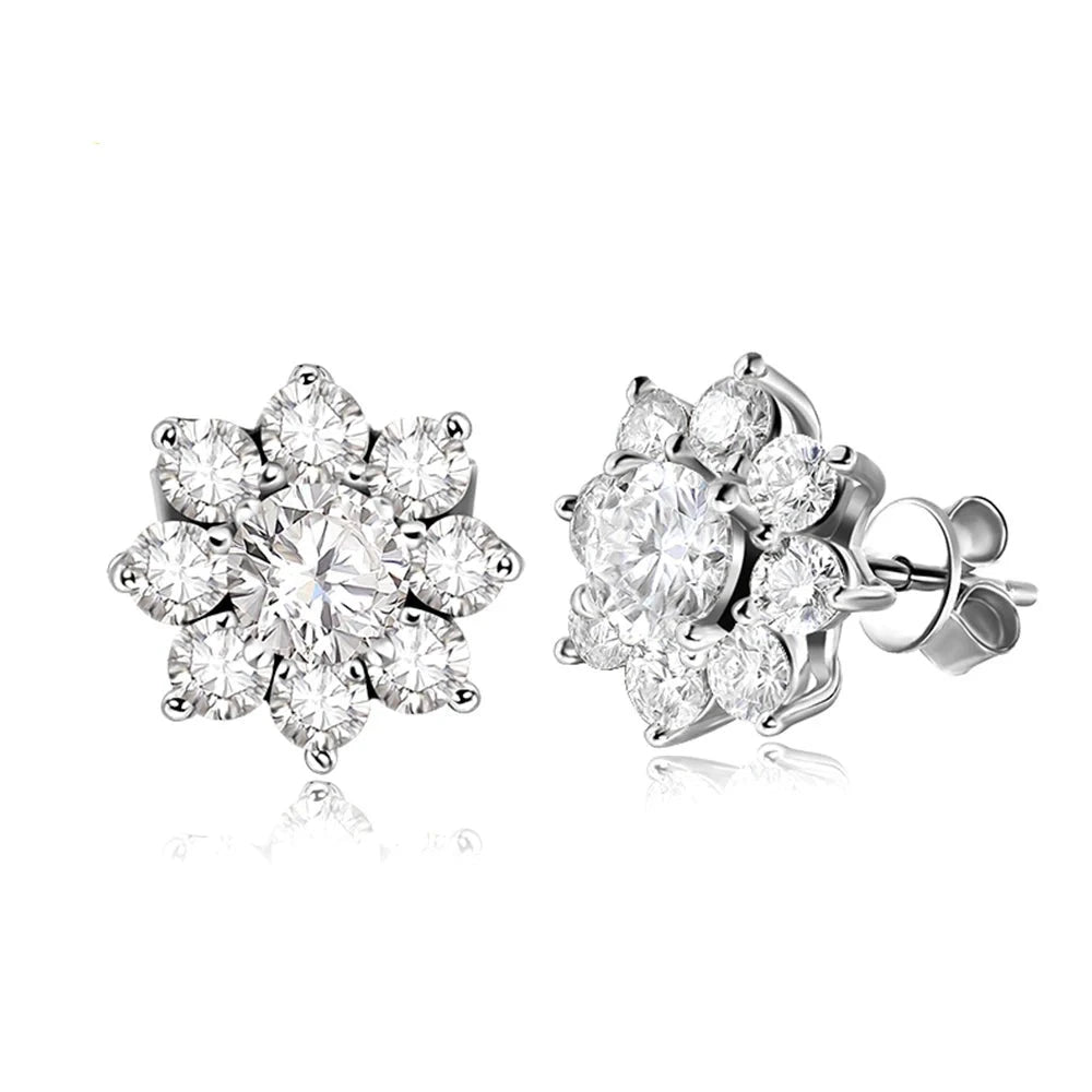 Stud Earrings — Moissanite, 925 Silver, detail view