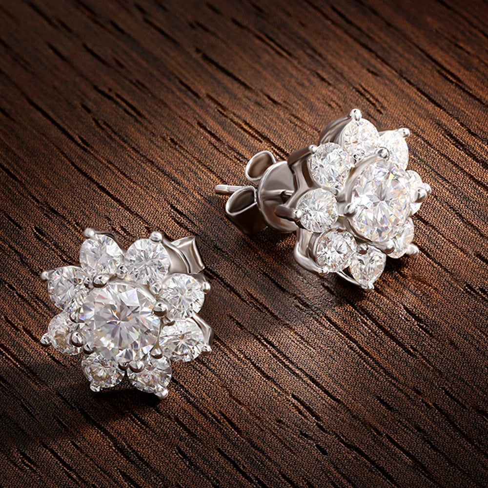 Stud Earrings — Moissanite, 925 Silver, detail view