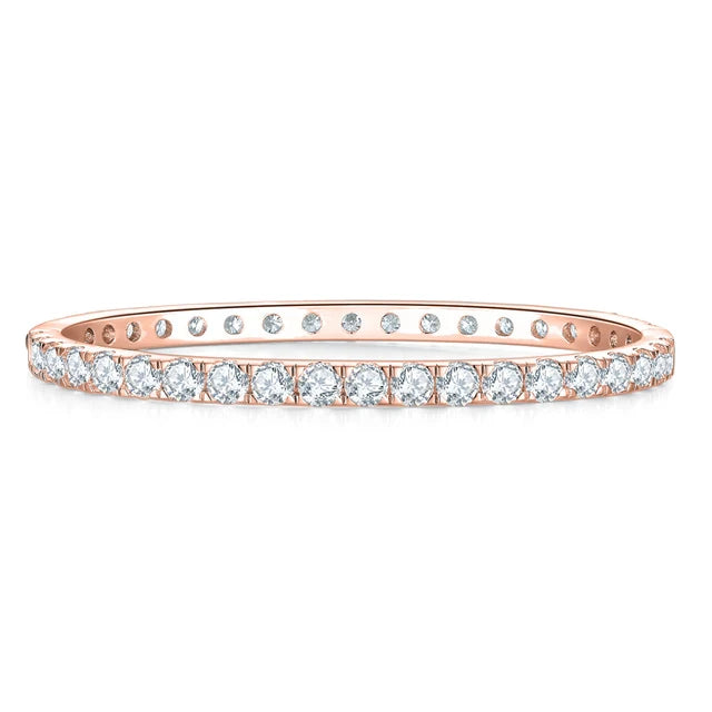 Bangle Bracelet — 4mm Moissanite, 925 Silver, detail view