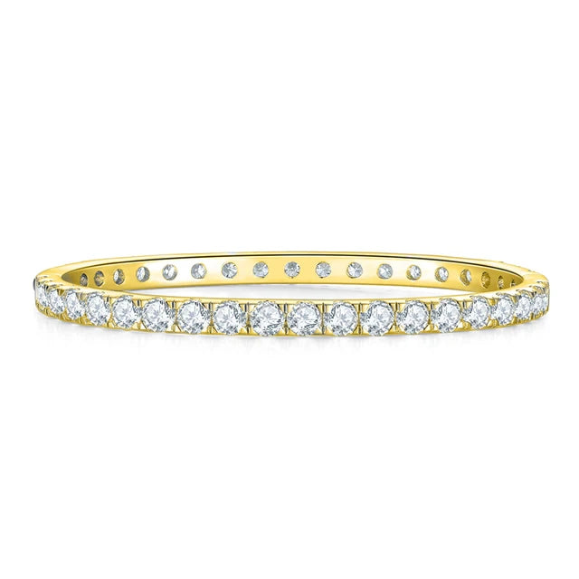 Bangle Bracelet — 4mm Moissanite, 925 Silver, detail view